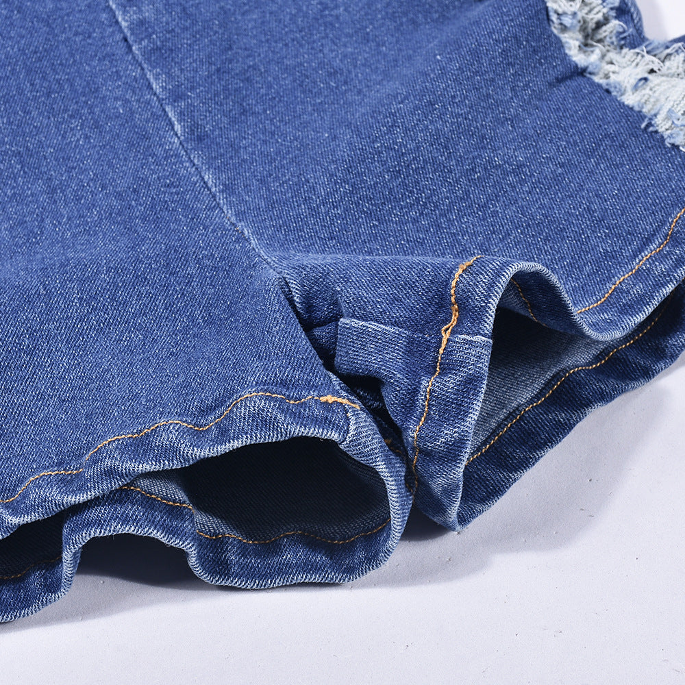 Denim Halter Tassel Jumpsuit | Beggar Style Dress | noémi