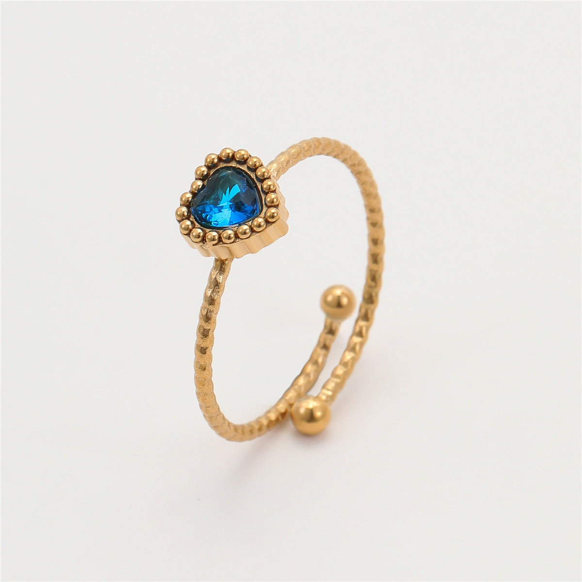 Retro Love Inlaid Zircon Stainless Steel Ring | Open Band Jewelry for Women | noémi