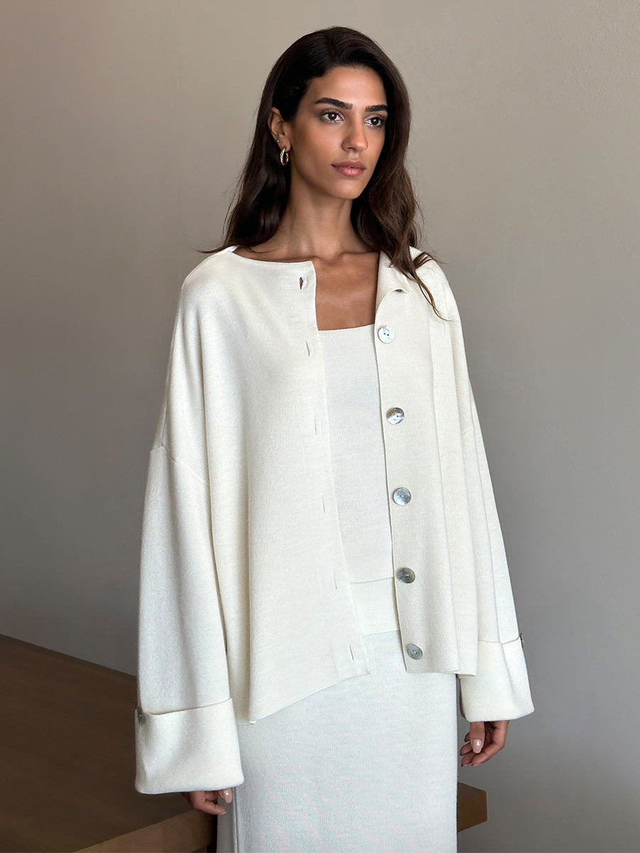 Knitted Long Sleeve Cardigan Camisole Skirt Set | Cozy Three Piece Sweater Set for Women | noémi