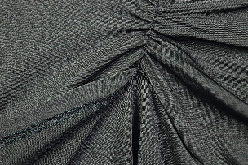 Womens Waist Slimming V Neck Pleated Draped Wrap Dress | noémi