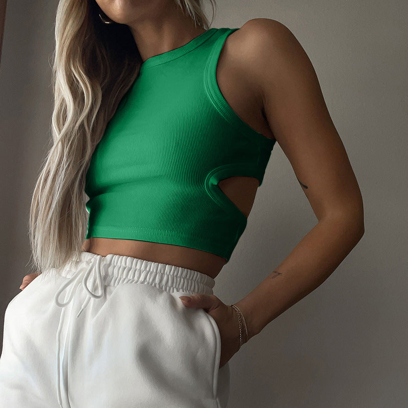 Fitted Cutout Cropped Vest Top with Front Hollow Detail for Women | noémi