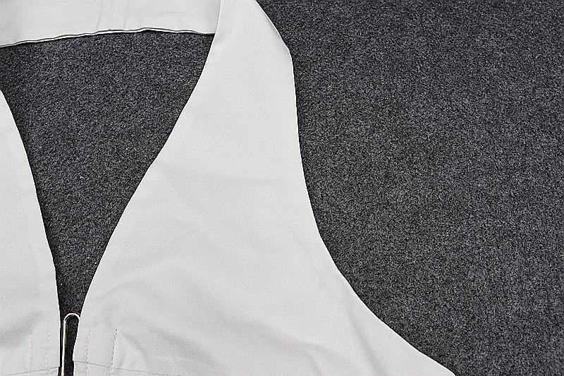 Halter Crop Top | V Neck, Backless, Ring Detail, White Beachwear Vest | noémi