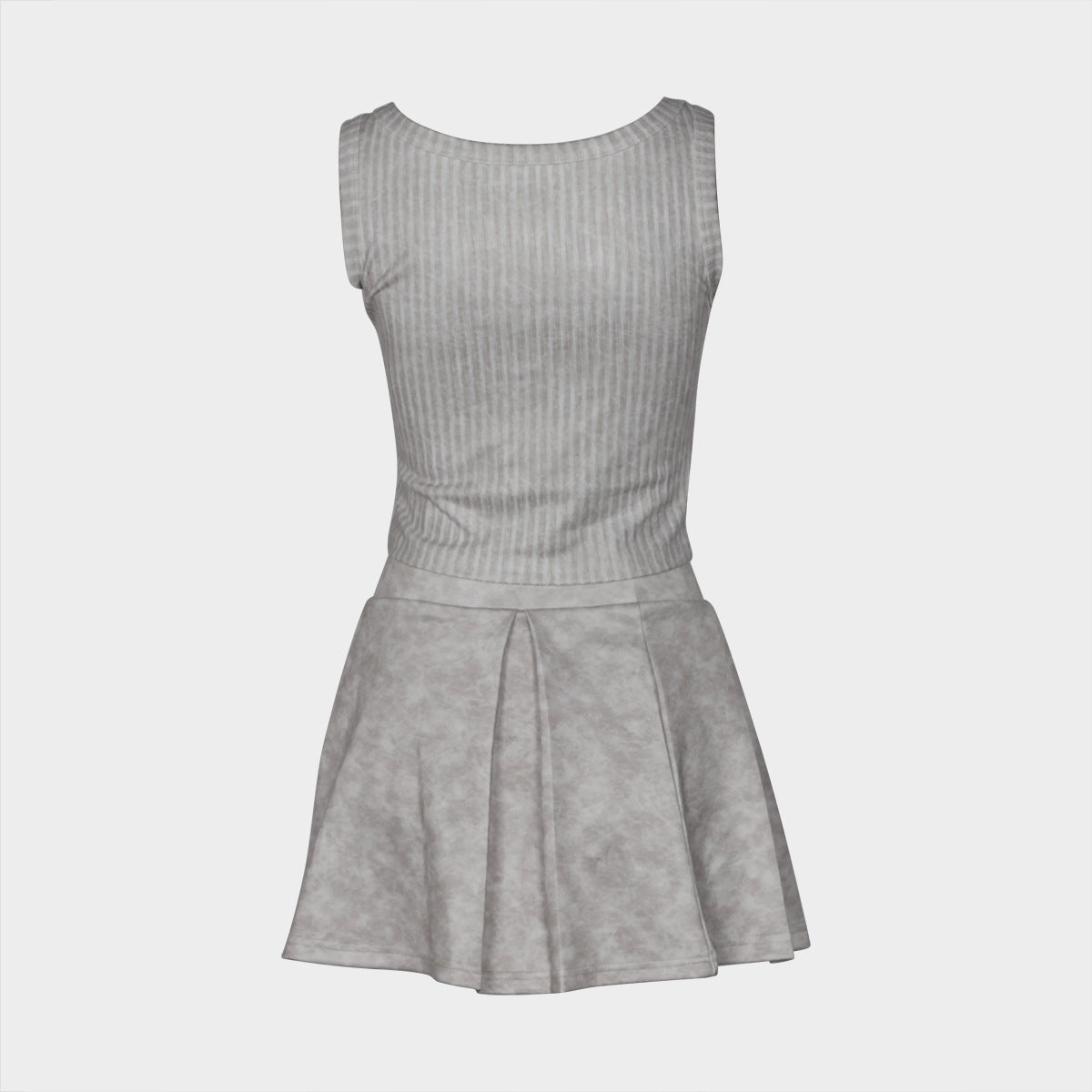 CoOrd Set | Sunken Stripe Crop Vest Top Pleated Mini Skirt | noémi