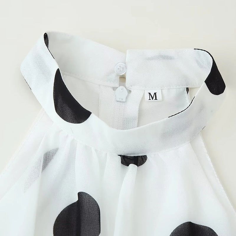 Polka Dot Summer Set | Halter Crop Top with High Waist Flounced Skirt | noémi