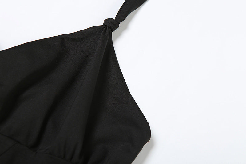 Halter Romper | Deep V Plunge, Ruffled Hem, Backless | noémi