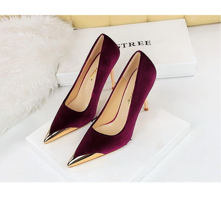 Cocktail Velvet Heels | Gold-Tipped Pointed Toe | Luxe Stilettos | noémi
