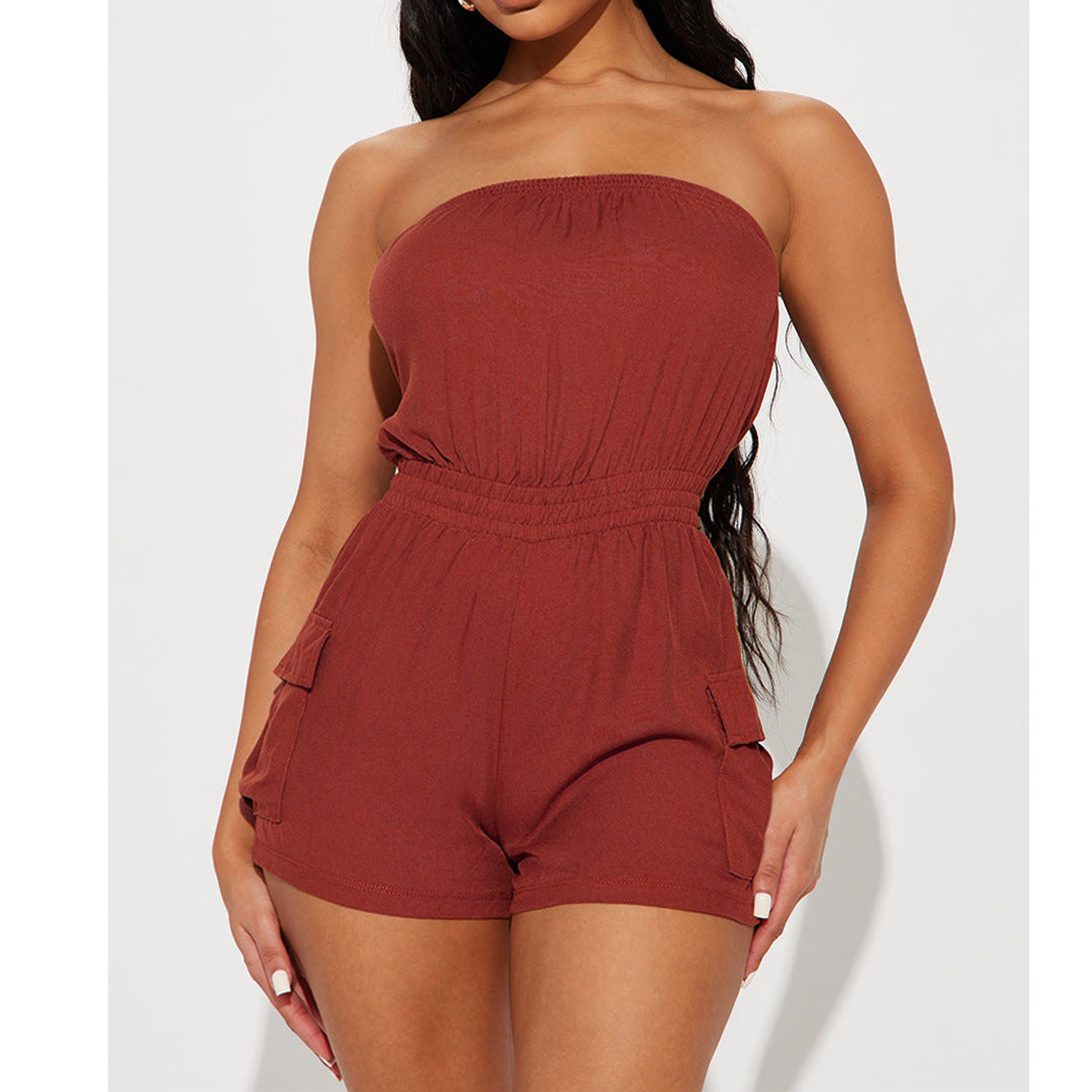 Women’s Strapless Utility Romper | Jumpsuit with Cargo Pockets | noémi