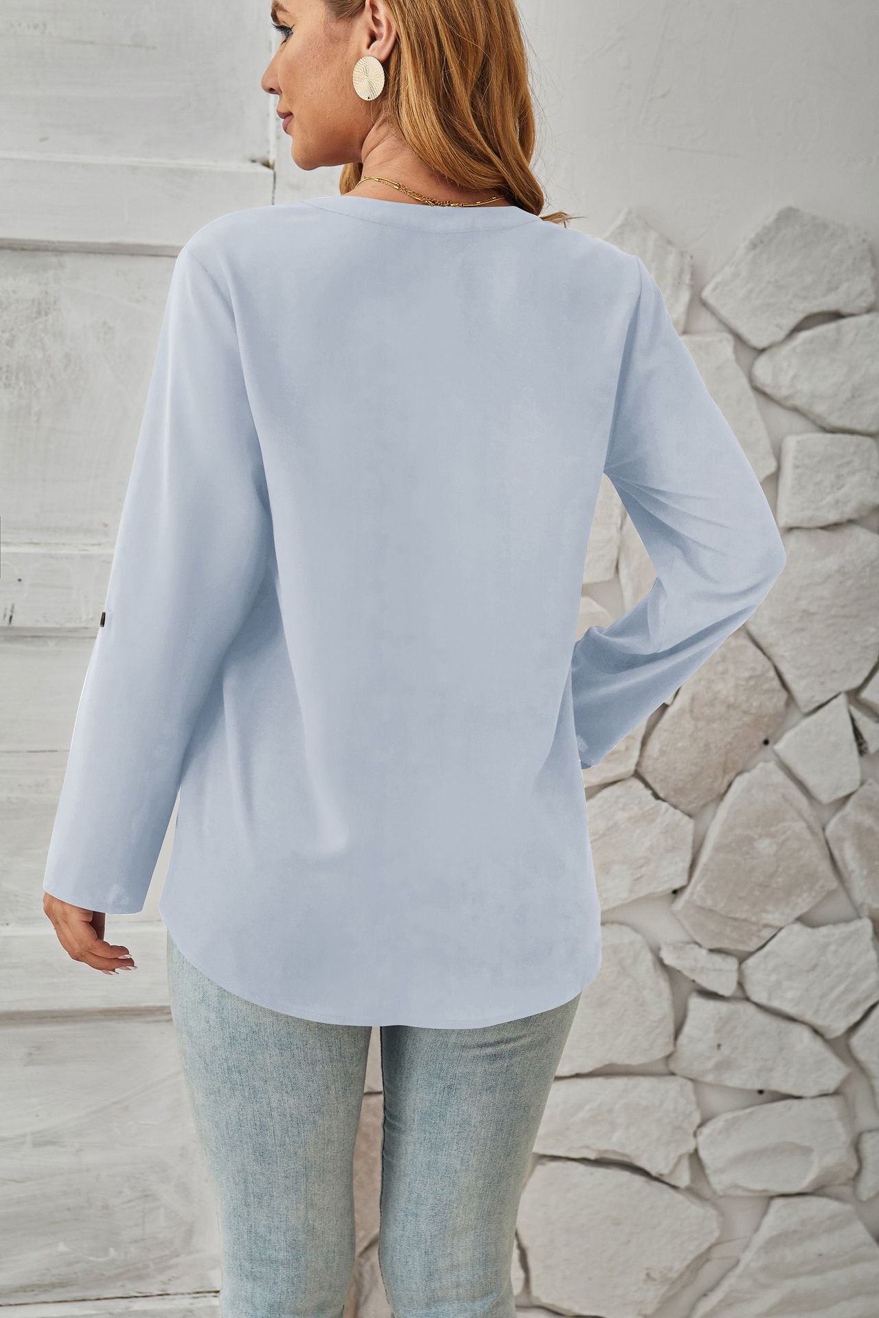 Womens V Neck Long Sleeve Top | noémi