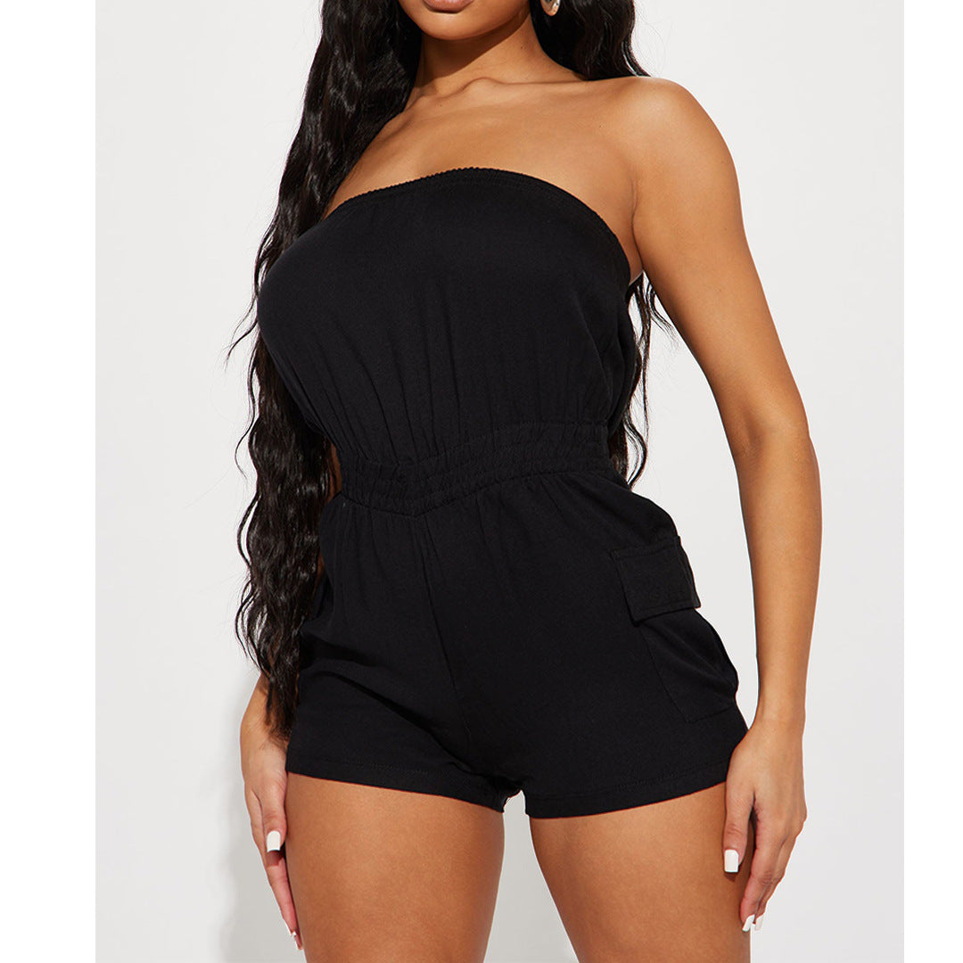 Women’s Strapless Utility Romper | Jumpsuit with Cargo Pockets | noémi