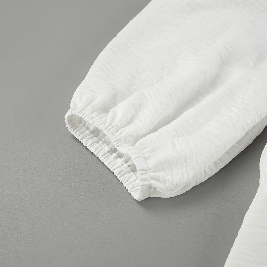 Women A Line Puff Sleeve Dress with Square Neck and Textured Fabric | noémi