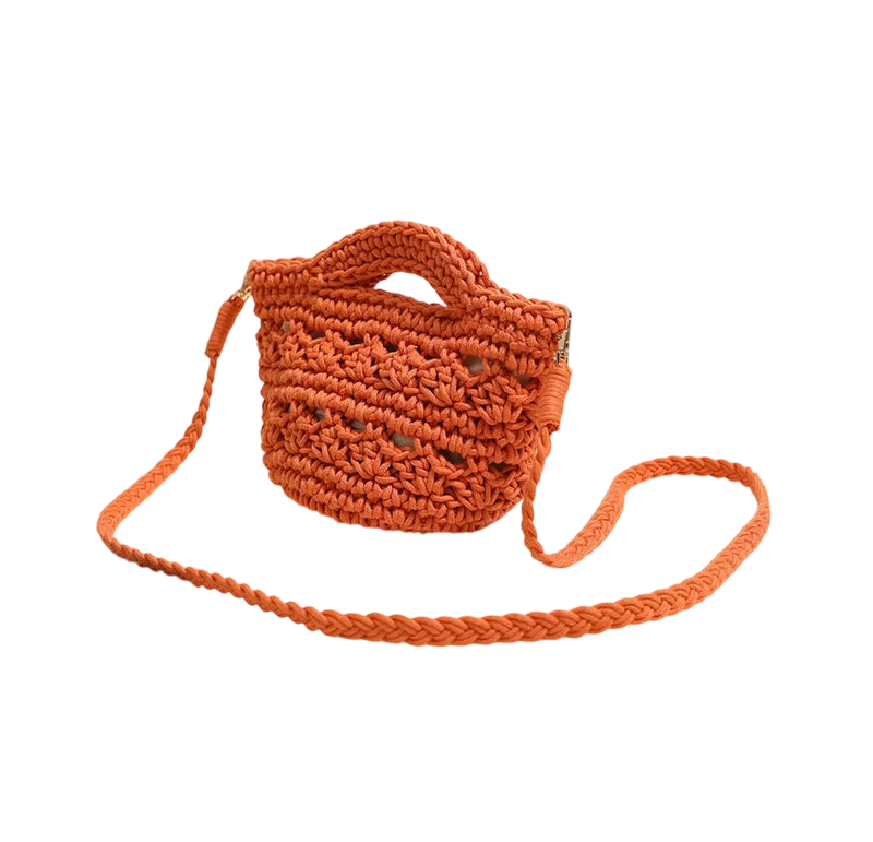 Colorful Crossbody Cotton Thread Orange without Lining