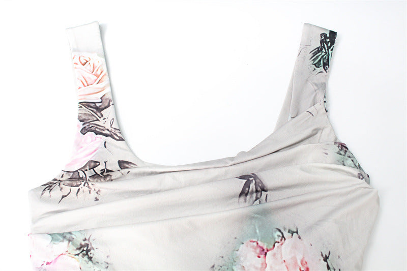 Satin Floral Maxi Dress | Cowl Neck with High Slit Dress | noémi