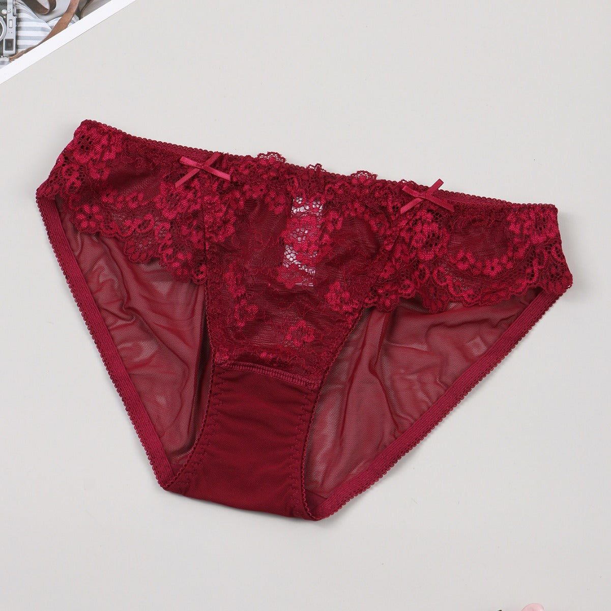 Ultra Thin Lace Mesh Cutout Briefs with Cotton Lining and Low Waist Fit | noémi