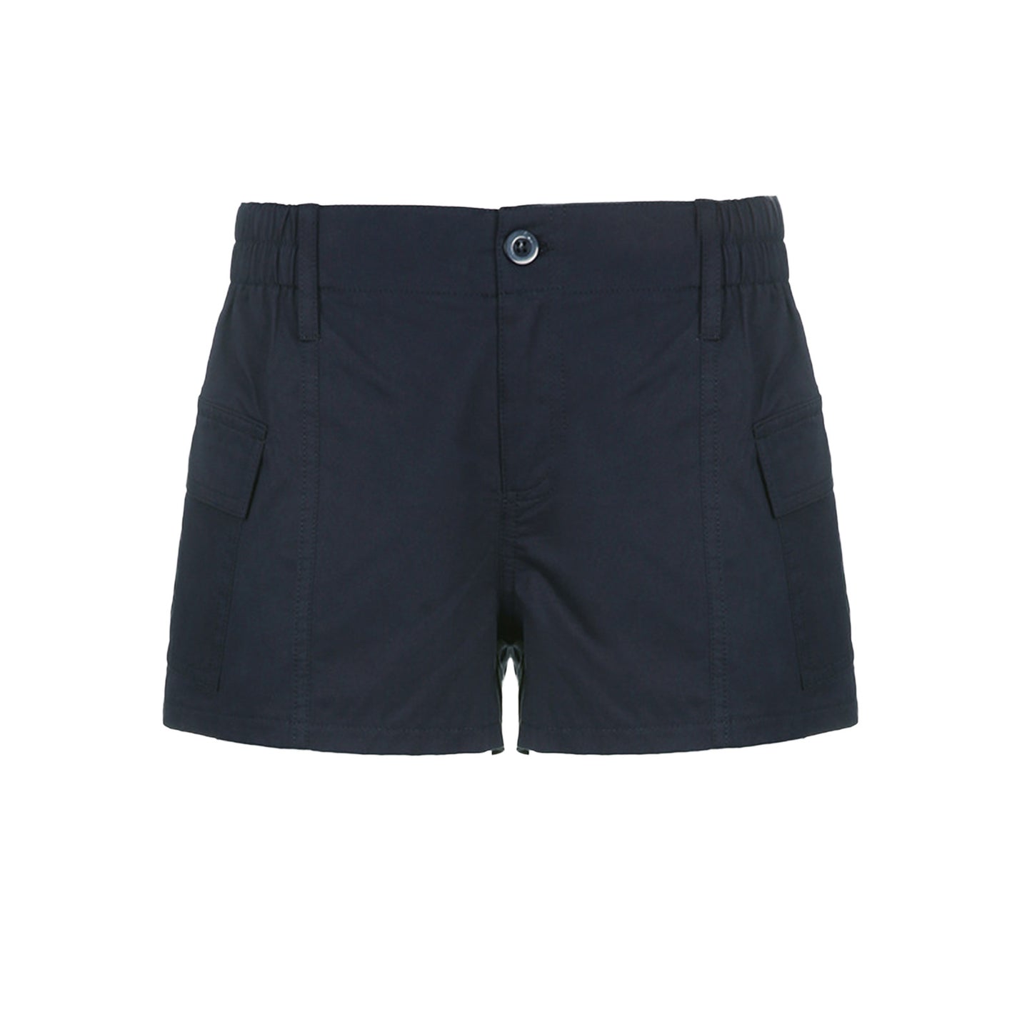 Ultra Low Rise Cargo Shorts | Utility Mini Shorts with Side Pockets in Taupe & Black | noémi