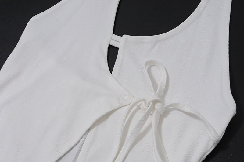 Summer Backless Lace Up Cardigan Halter Vest Top | noémi