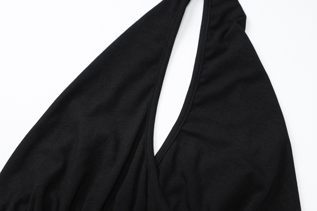 Keyhole Halter Crop Top | Black Tie Back Top with Metal Choker Detail | noémi