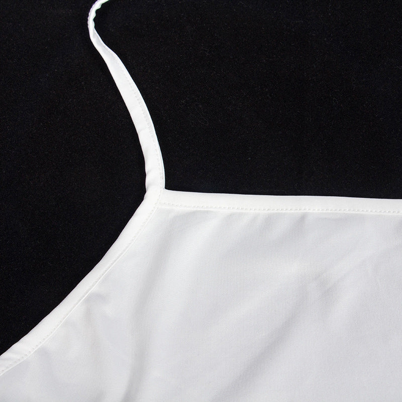 White Ruched Halter Mini Dress | Skirt, Stretch Fit | noémi