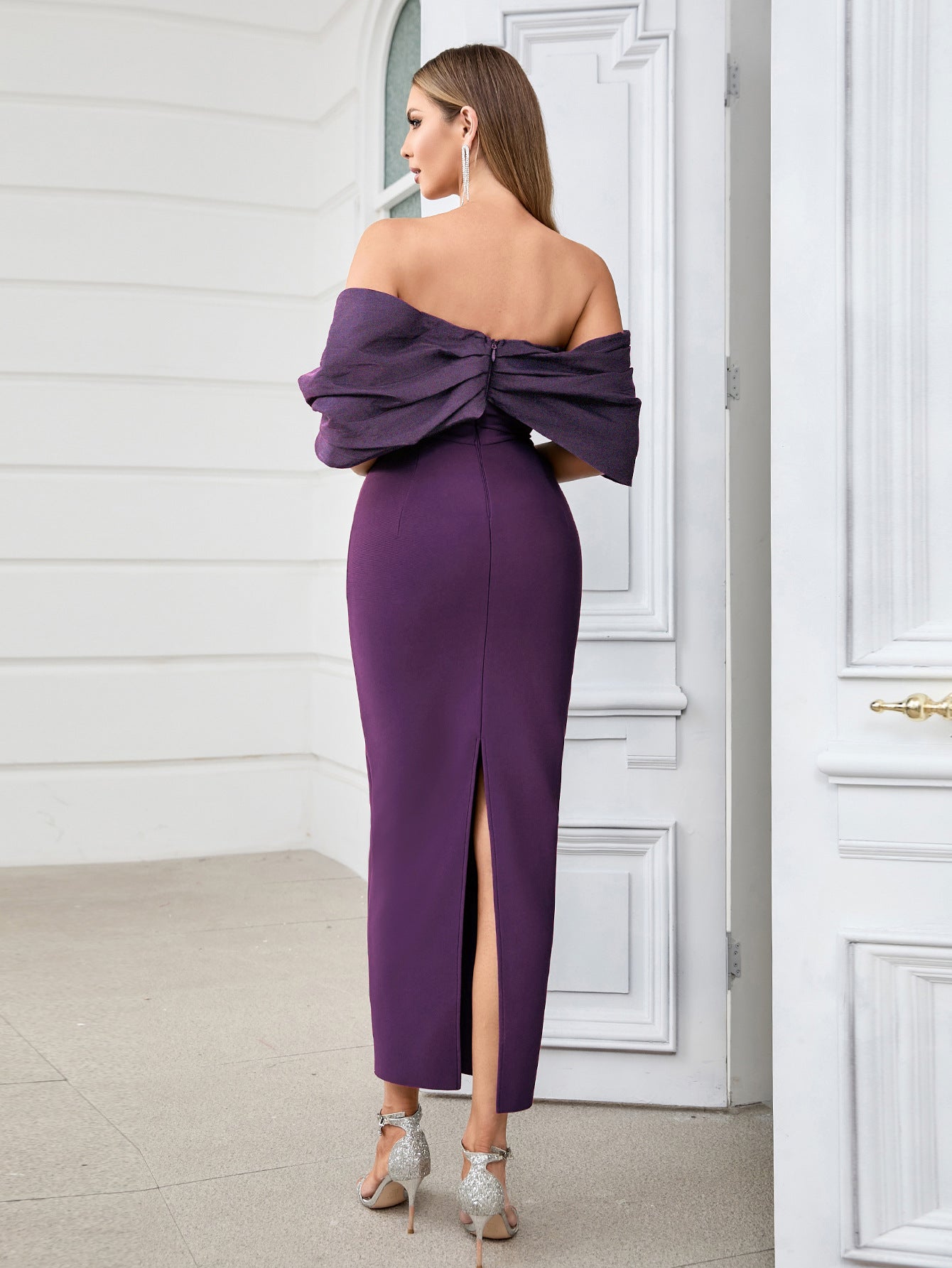 Womens Pleated One Shoulder Wrap Dress | noémi