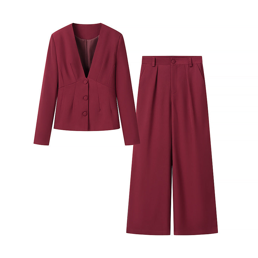 V Neck Blazer Top Long Pants Set | noémi