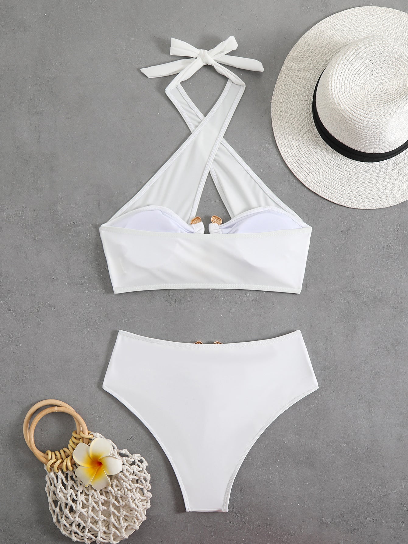 High Waist Tube Top Bikini with Solid Color Snake Print | noémi