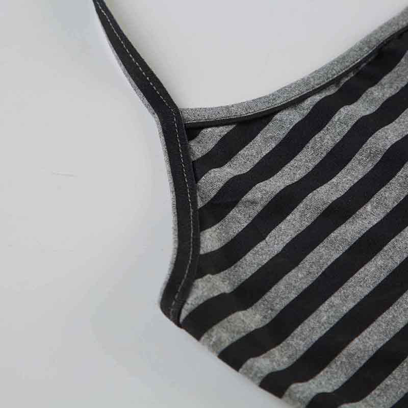 Striped Halter Two Piece Lounge Set | Slim Fit Strap Crop Top Drawstring Shorts | noémi