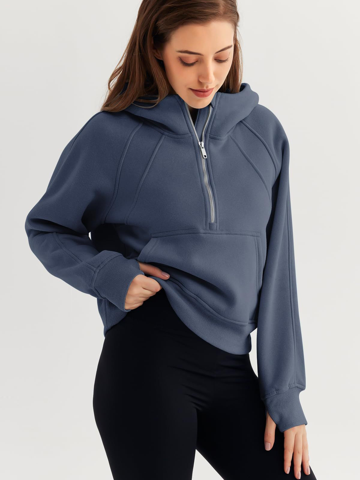Half Zip Pullover Hoodie | Fleece Scuba Sweater for Women | noémi