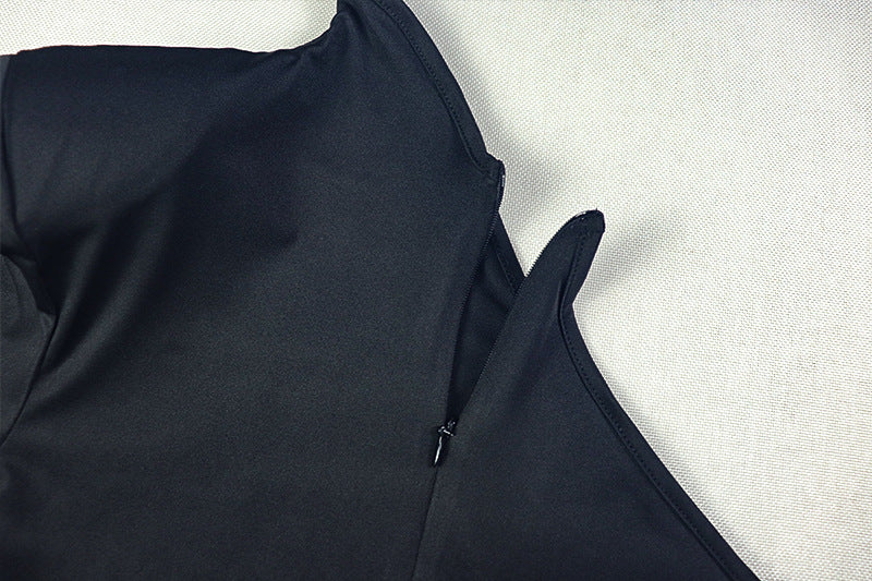 One Shoulder Cocktail Dress | Pleated Slim Fit, Solid Color, Long Sleeve | noémi