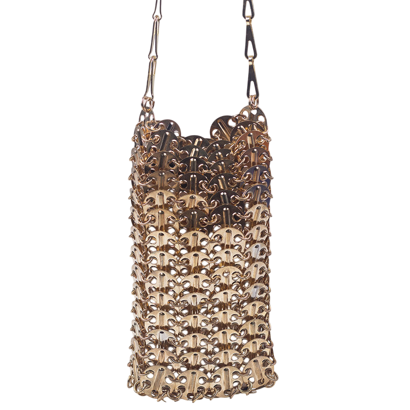 Gold Chainmail Phone Cross‑Body Bag – Hand‑Woven Mini Cut‑Out Pouch | noémi