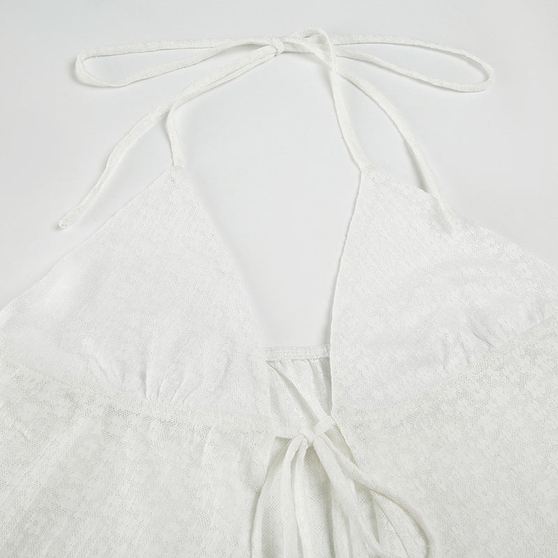 Lace Halter Crop Top | Backless Self Tie Vest | noémi