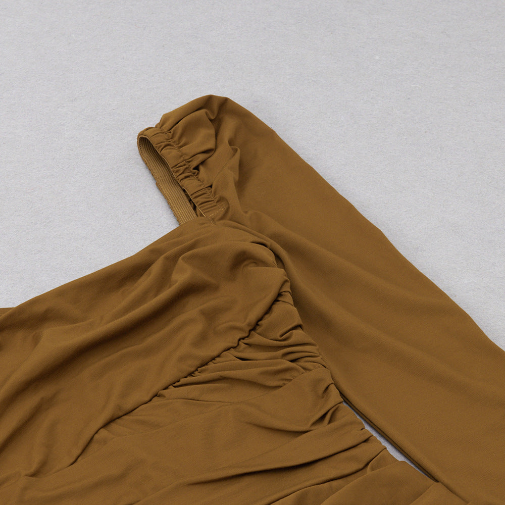 Halter Neck Ruffled Maxi Dress | Slim Fit Dress | noémi