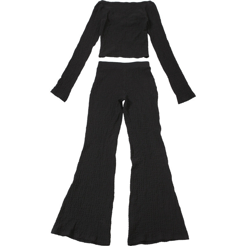 2 Piece Set | Cutout Long Sleeve Top & Bootcut Pants, Slim Fit | noémi