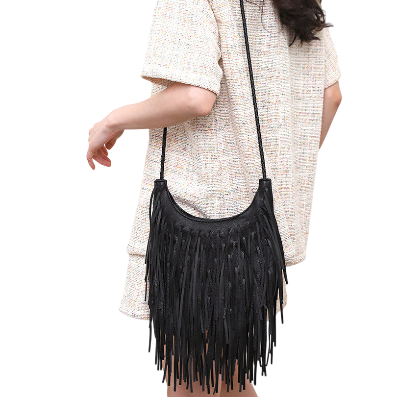 Brown Soft Leather Tassel Shoulder Bag – Handmade Messenger Style | noémi