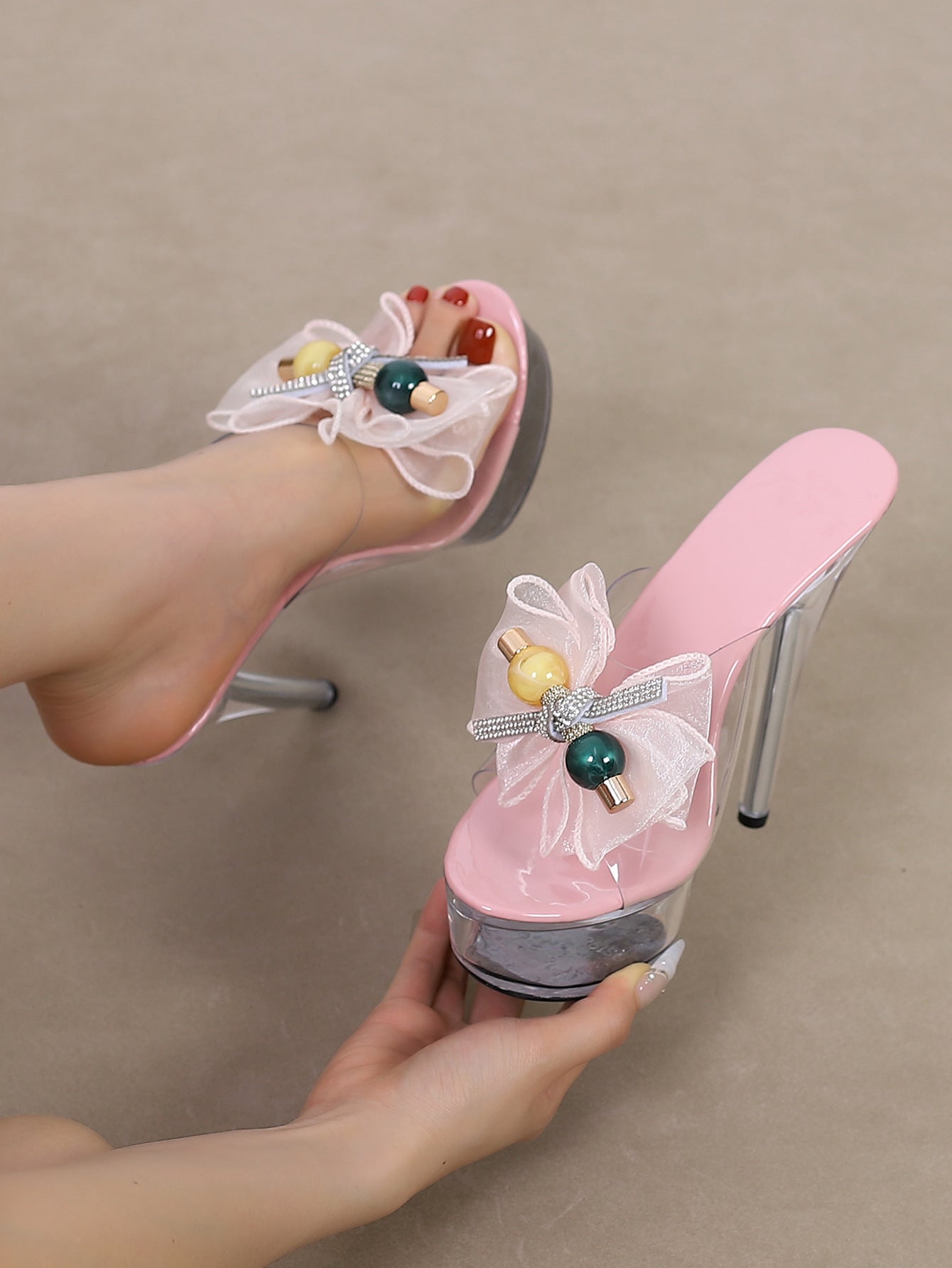 Crystal Clear High Heel Sandals | Transparent | noémi