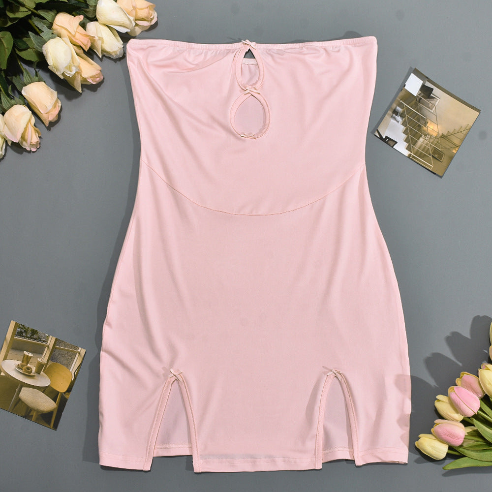 Bow Detail Sleeveless Dress with Hollow Cutouts and Side Split | noémi