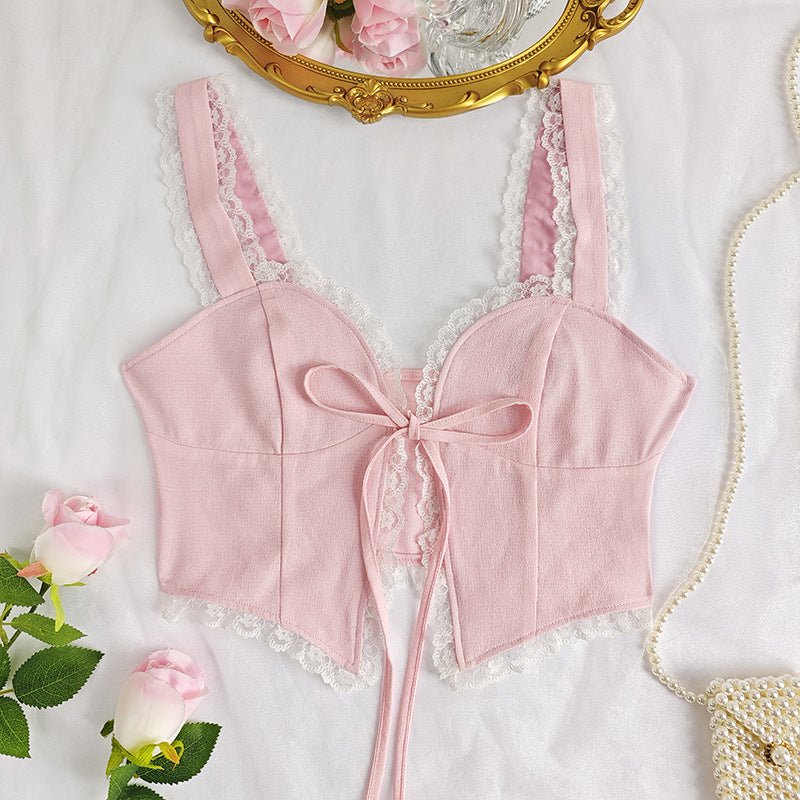 Lace Stitch Slim Fit Tank Top with Sling Straps and Shaping Back Detail | noémi