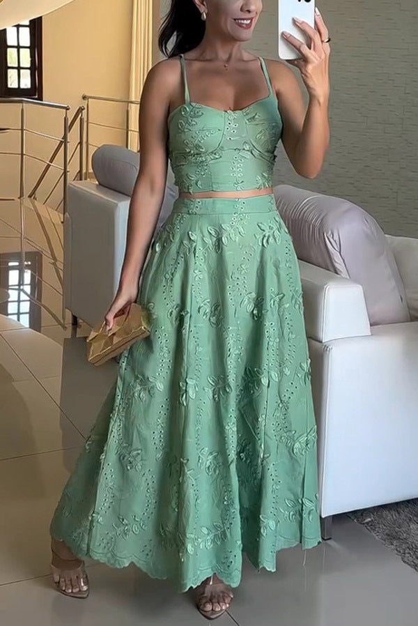 Lace Two Piece Set | Suspender Crop Top & Flowing Skirt | noémi
