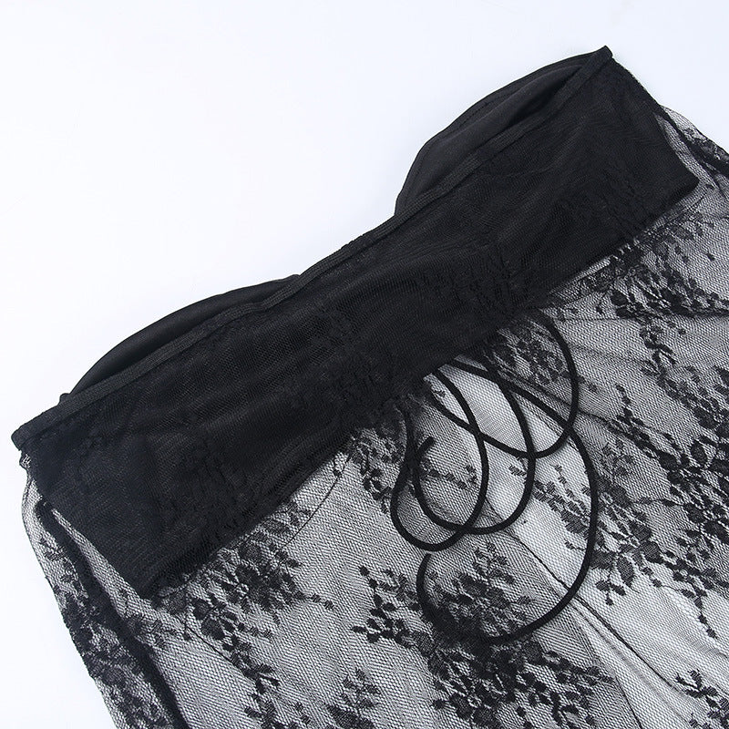 Sheer Lace Tube Top | Strapless Knitted Mesh Corset Style | noémi