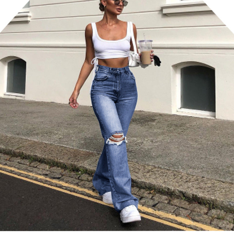 Denim Wide Leg Trousers & Ripped Skinny Jeans | noémi