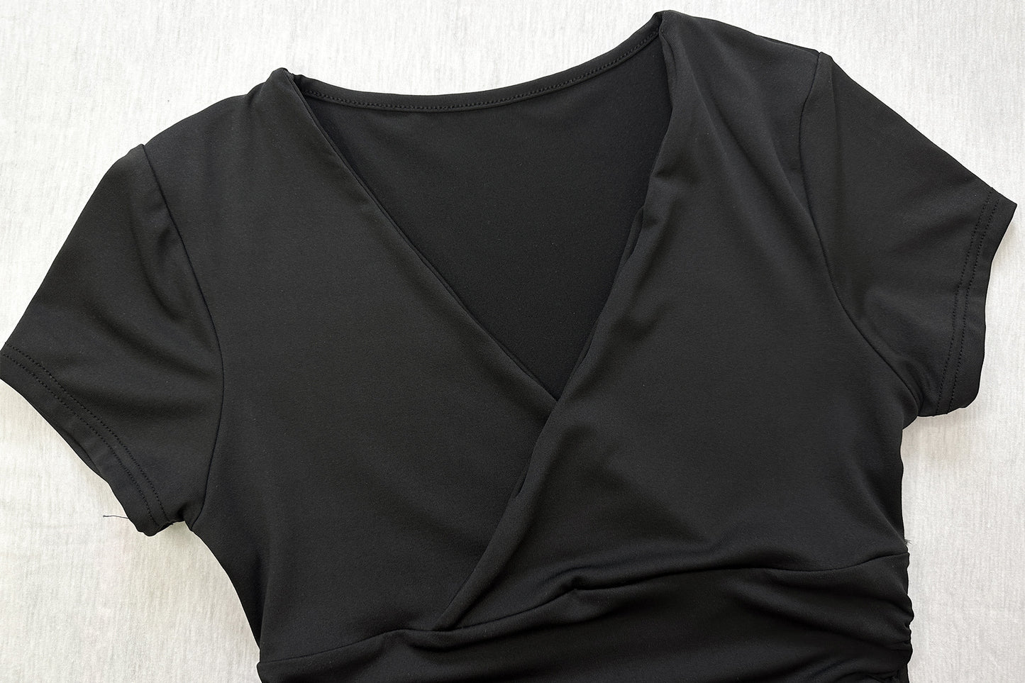 Womens VNeck Slim Fit Wrap Top | Short Sleeve Stretch Tee | noémi