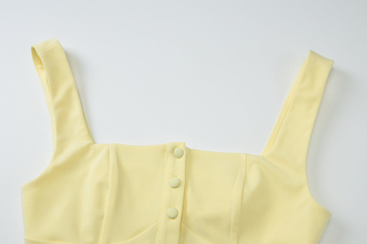 Women's Corset Top | Cinched Waist Vest with Button Front & Wide Straps | noémi