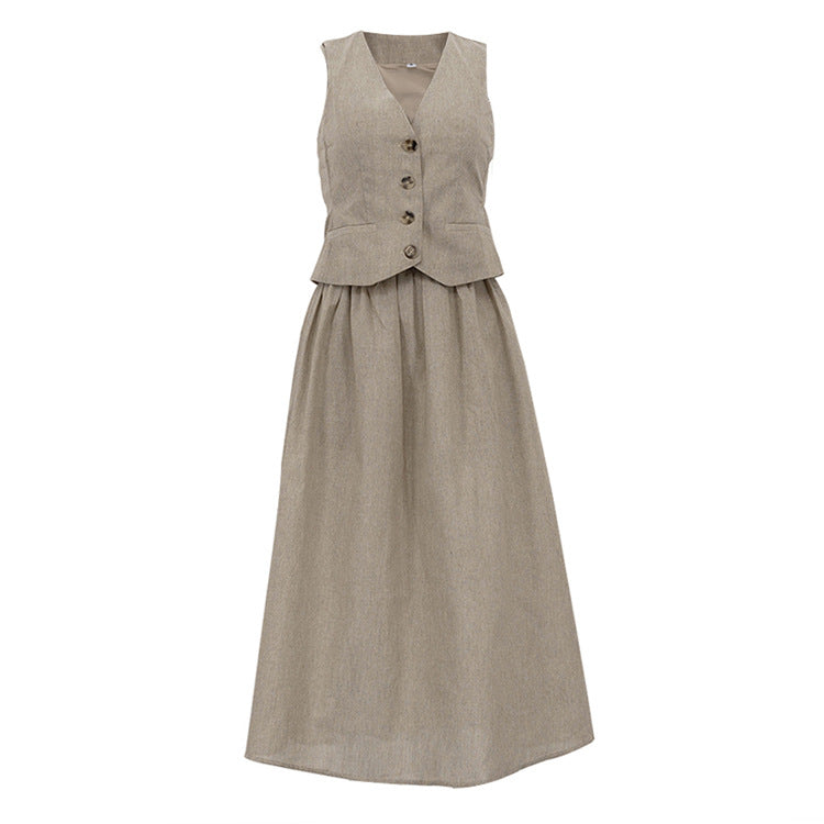 3 Piece Cotton Summer Set | Linen Look Vest, Camisole & High Waist Skirt | Boho Coord Outfit | noémi