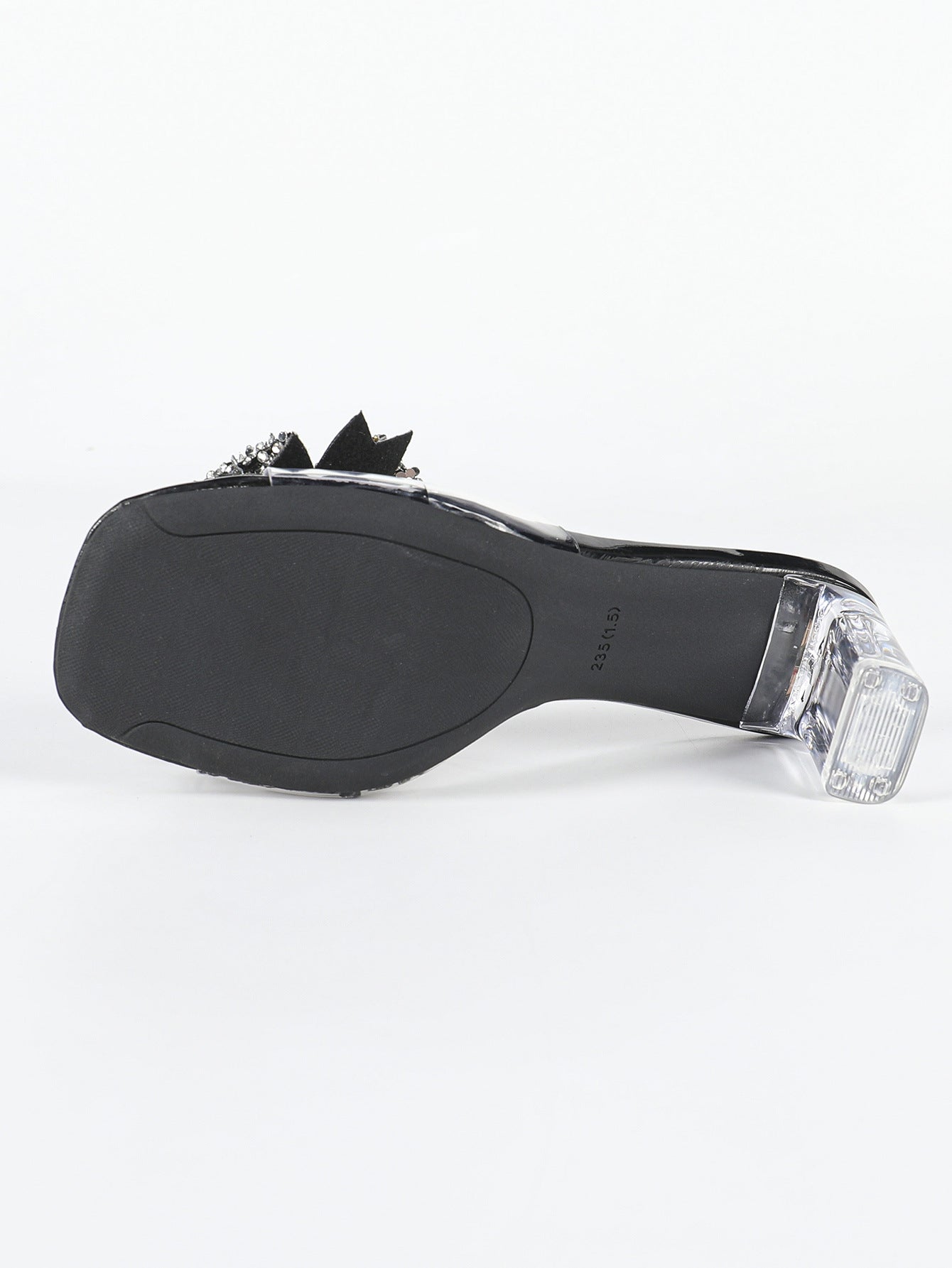 Crystal Bow Heeled Slippers | Clear Summer Slide Sandals with Transparent Heel | noémi