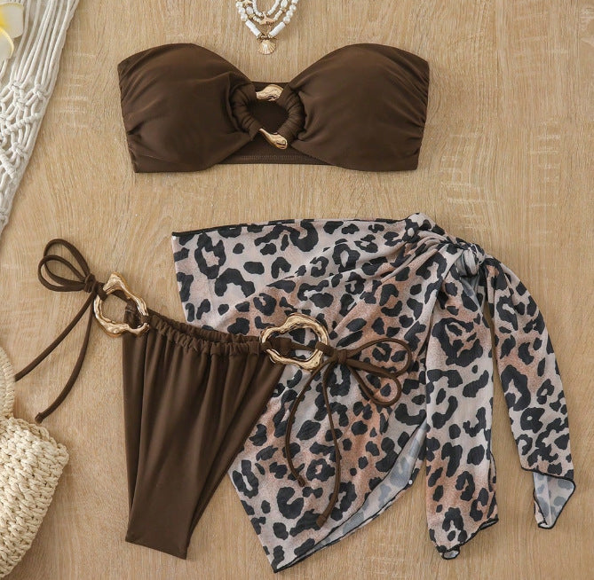 Womens Split Three Piece Swimsuit Beach Bikini Set | noémi