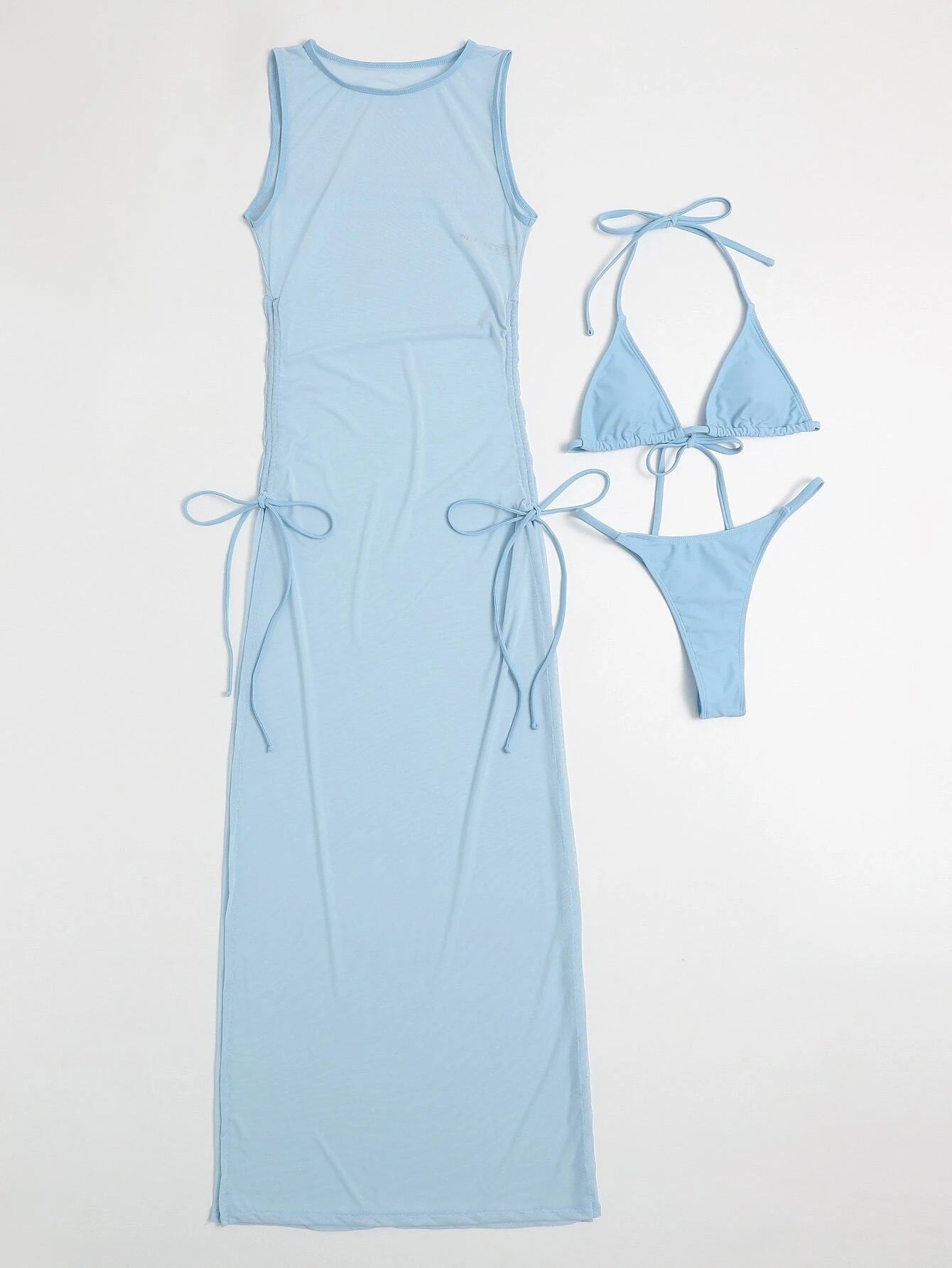 Bikini Set | 3 Piece Swimsuit with High Slit Skirt | Split Thong Bikini | noémi
