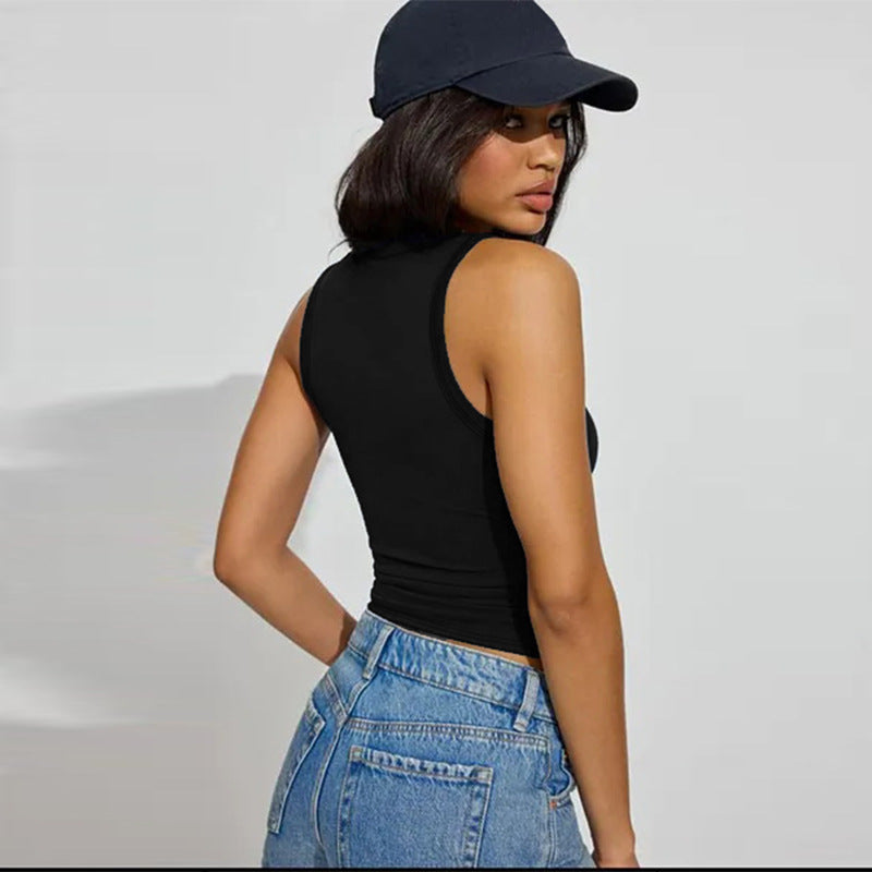 Women's Sleeveless VNeck Fitted Tank Top | Summer Casual Stretch Ribbed Vest, Solid Color | noémi