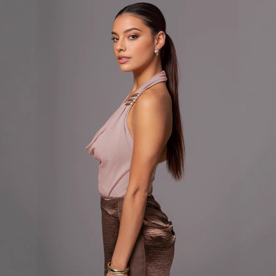 Summer Halter Top | Backless, Slim Fit, Cowl Neck Vest for Women | noémi