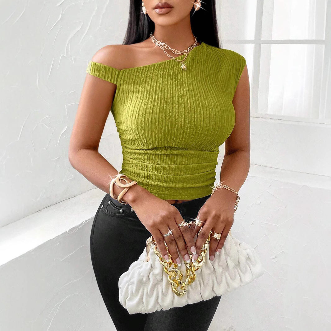 Women's Asymmetric Collar Off Shoulder Peplum Top | noémi