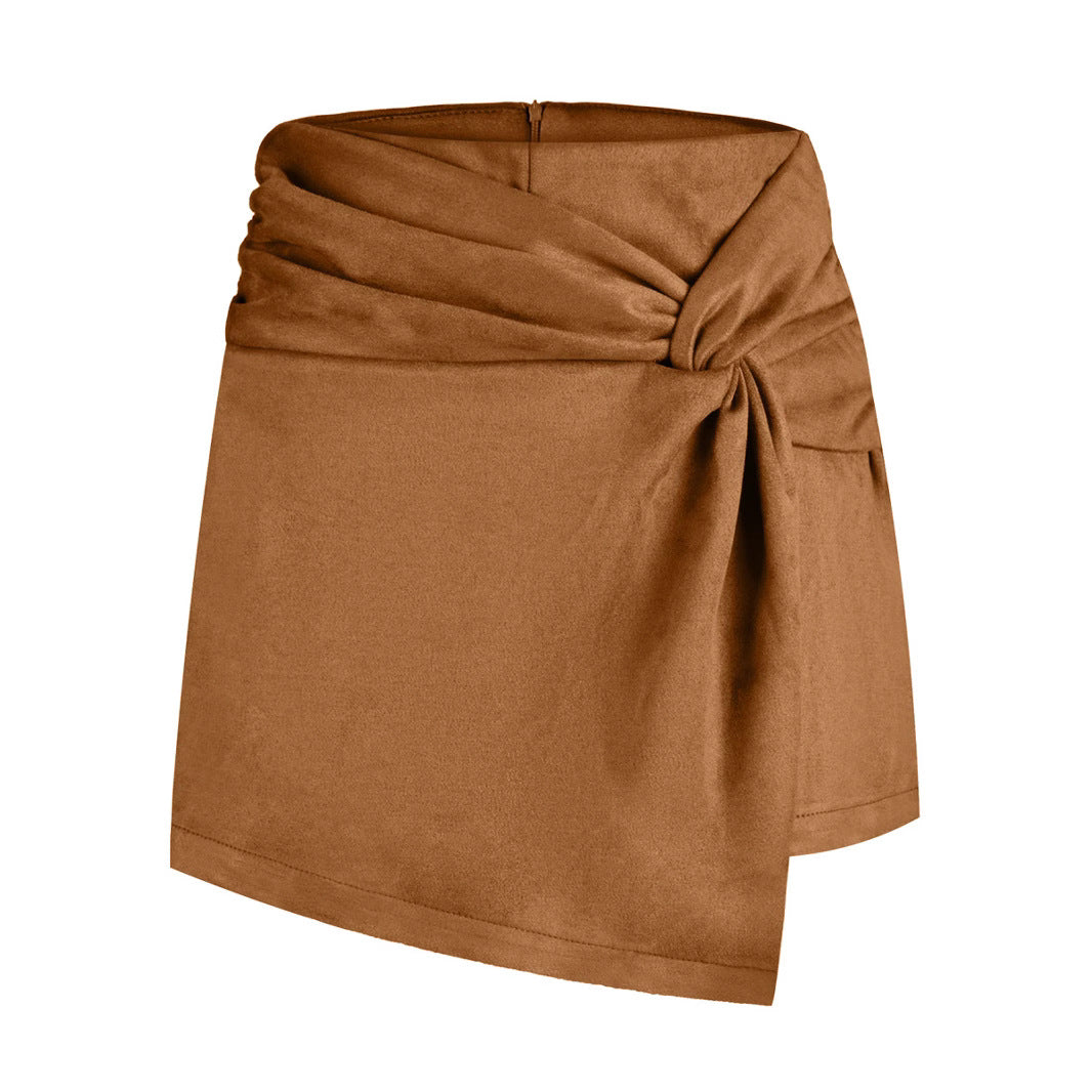 Suede Draped Mini Skirt | High Waisted Pleated | noémi