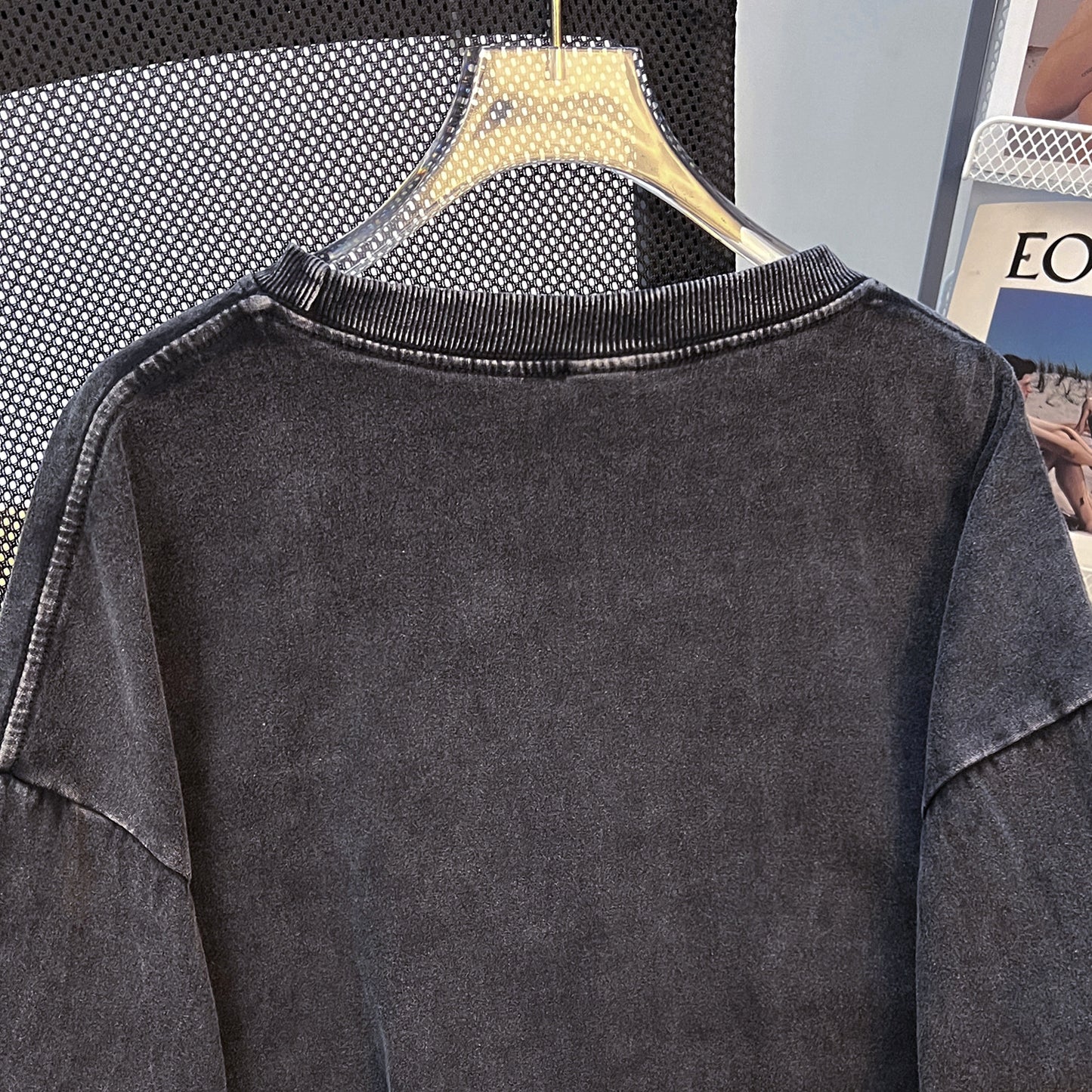 Fleece Lined Bow Sweater | Washed Black, Thickened Loose Fit | noémi