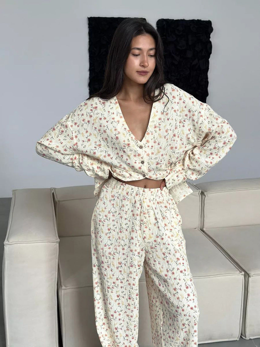 Womens Cotton Pajama Set | Loose Fit, Long Sleeve | noémi